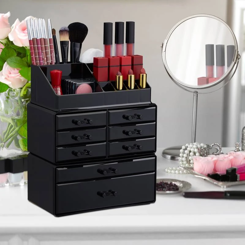 2x Organiseurs Maquillage 8 Tiroirs Noir 4 2x Organiseurs Maquillage 8 Tiroirs Noir – Image 2