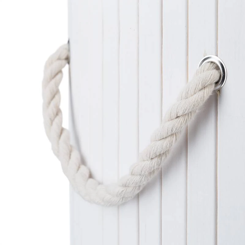 1x Panier à Linge Bambou Rond Blanc 8 1x Panier à Linge Bambou Rond Blanc – Image 6