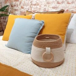 5 Paniers Marron Blanc Poignées Bois -Komar || Wenko || Amadeus Soldes Magasin 0bacae16ccbb400692c1ada4c21565c9