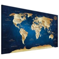 Tableau Déco World Map : Dark Blue Depth