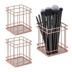 3x Pots à Pinceau De Maquillage Carré