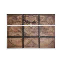 Mappemonde En Bois 9 Cadres