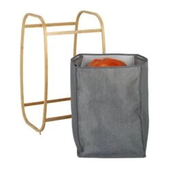 Panier à Linge Gris Avec Cadre En Bambou -Komar || Wenko || Amadeus Soldes Magasin 174f18d760ea493989c992bb25e0a1c7
