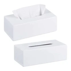 Lot De 2 Boîtes à Lingettes Bambou Blanc