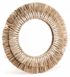Amadeus Miroir En Paille Ethnique Blanc 6cm