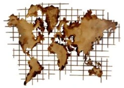 Sculpture Murale Métal Golden World