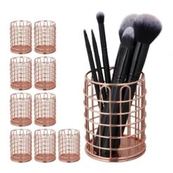 10x Pots à Pinceau Maquillage Métal Rond