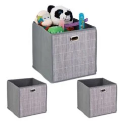 3x Paniers De Rangement En Bambou Hauts