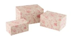 Set De 3 Boites à Motifs Roses MDF Blanc