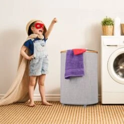 Panier à Linge Rond En Tissu Et Bambou -Komar || Wenko || Amadeus Soldes Magasin 349b95e865e9409e8cb31c97a7529637