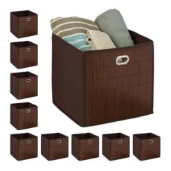 10x Paniers De Rangement En Bambou Haut