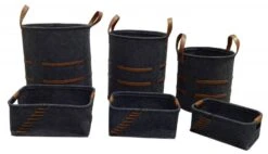 Lot De 6 Corbeilles En Feutre Gris Foncé