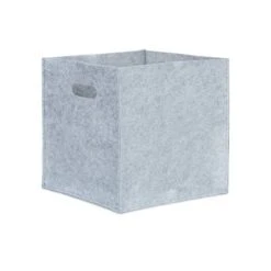 1x Panier à Bûches Carré En Feutre Gris
