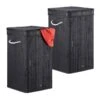 Lot De 2 Corbeilles Linge Bambou Noir