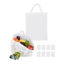 Sac En Tissu Set De 10 Blanc