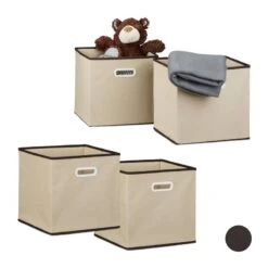 Boîte Rangement Pliable Lot De 4 Beige