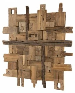 Décoration Murale Carrée 9 En Teck L100