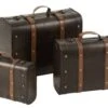 Set De 3 Valises Décorative Bois Marron