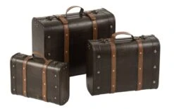 Set De 3 Valises Décorative Bois Marron