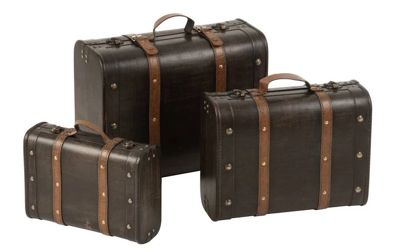 Set De 3 Valises Décorative Bois Marron 2 Set De 3 Valises Décorative Bois Marron