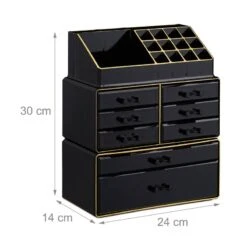 1x Organiseur Make Up Tiroirs Noir Doré -Komar || Wenko || Amadeus Soldes Magasin 6de4330de8724fd098254a3897564a02 1