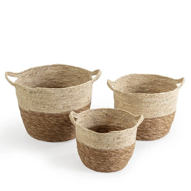 Set De 3 Paniers Brais Fibre Naturelle 3 Set De 3 Paniers Brais Fibre Naturelle
