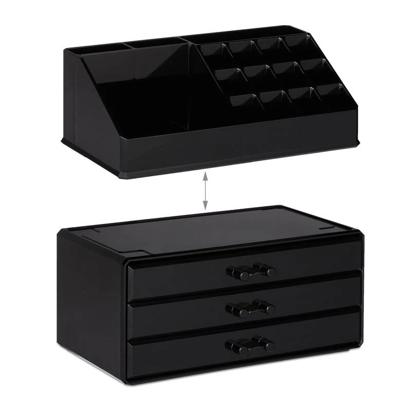 1x Organiseur Maquillage 3 Tiroirs Noir 5 1x Organiseur Maquillage 3 Tiroirs Noir – Image 3