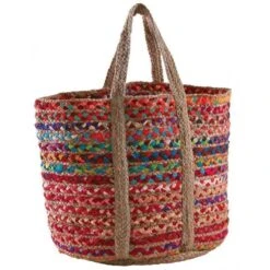 Corbeille En Jute Et Coton Multicolore
