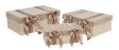 Set De 3 Boite Velours/satin Beige