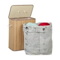 Panier à Linge En Bambou 2 Compartiments -Komar || Wenko || Amadeus Soldes Magasin 8f177e33dcc749e4bf0422d10fec3852