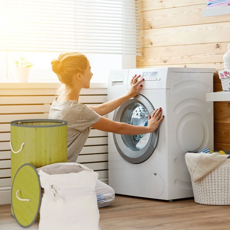 1x Panier à Linge Bambou Rond Blanc 14 1x Panier à Linge Bambou Rond Blanc – Image 12