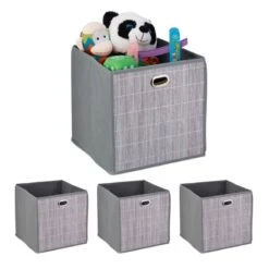 4x Paniers De Rangement En Bambou Hauts