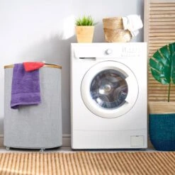 Panier à Linge Rond En Tissu Et Bambou -Komar || Wenko || Amadeus Soldes Magasin 96d60ca1c0e84927932784479db61dcf