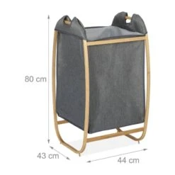 Panier à Linge Gris Avec Cadre En Bambou -Komar || Wenko || Amadeus Soldes Magasin 9b95296e26ac4840bc0046bbbec1c730