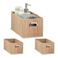 3x Paniers De Rangement En Bambou étroit -Komar || Wenko || Amadeus Soldes Magasin 9daaa1db19f14b7b8151fa20c2b22d47