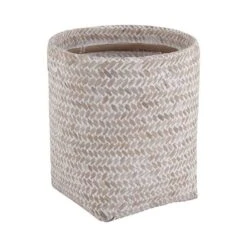 Poubelle Ronde En Bambou Blanc