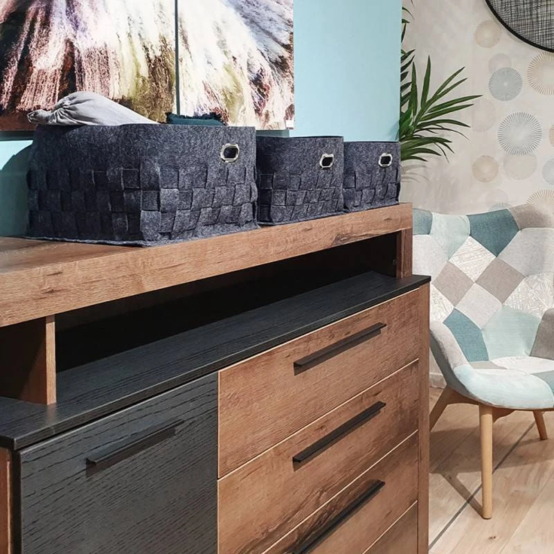 3 Petits Paniers Feutre Gris Anthracite 4 3 Petits Paniers Feutre Gris Anthracite – Image 2