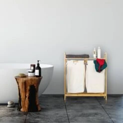 Panier à Linge Bambou 2 Sacs à Linge -Komar || Wenko || Amadeus Soldes Magasin a1d1f9afebd3482ea8bf3051c0d50d6f