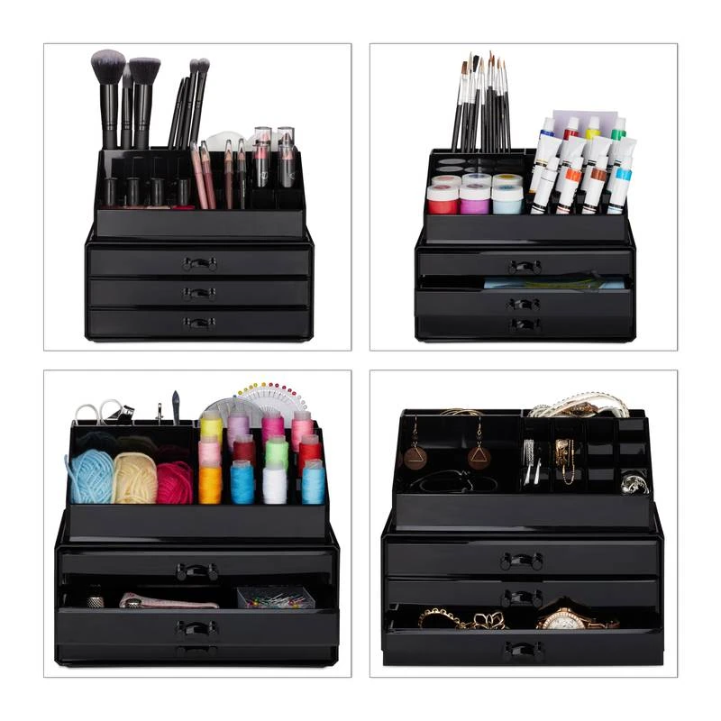1x Organiseur Maquillage 3 Tiroirs Noir 7 1x Organiseur Maquillage 3 Tiroirs Noir – Image 5