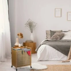 Panier à Linge En Bambou Sur Roulettes -Komar || Wenko || Amadeus Soldes Magasin a5fb7ac1e06f482a9f383c2609a965e0