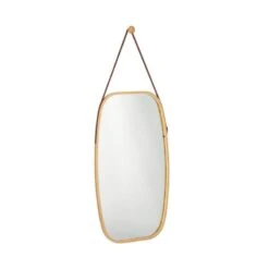 Miroir Ovale Mural Suspendu En Bambou