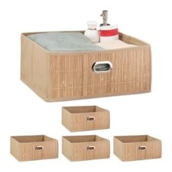 5x Paniers De Rangement En Bambou Blancs -Komar || Wenko || Amadeus Soldes Magasin b6a03c02f961475f84c09942b9c01a7a