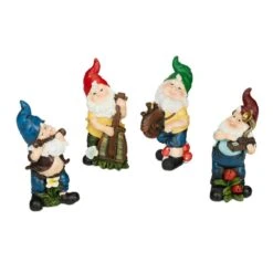 Lot De 4 Nains De Jardin Musiciens