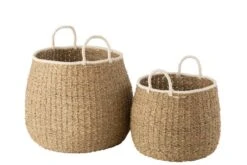 Set De 2 Panier + Anse Bord Blanc Papier