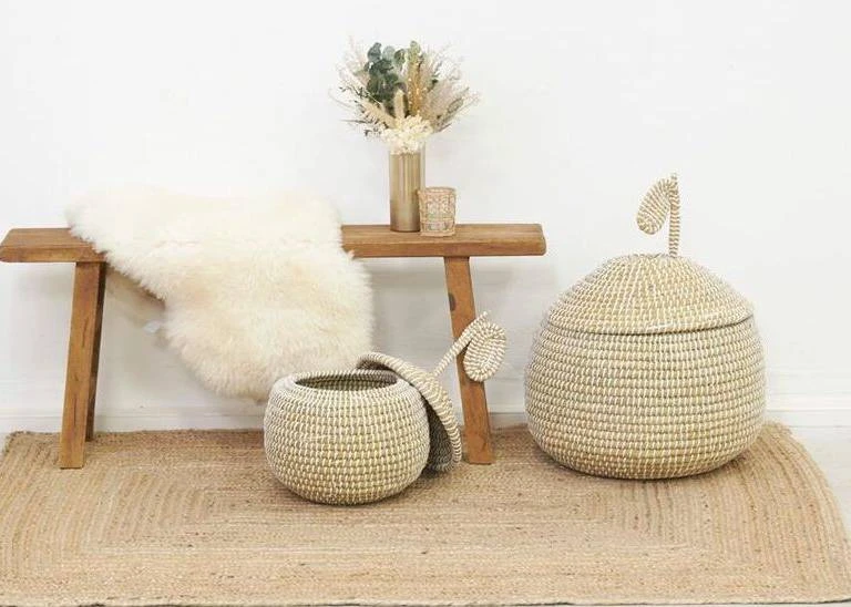 Coffres Poire En Jonc De Mer (Lot De 2) 5 Coffres Poire En Jonc De Mer (Lot De 2) – Image 3