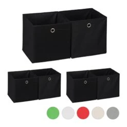 Lot De 6 Boîtes De Rangement Noir
