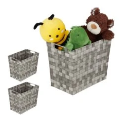 3x Paniers De Rangement Haut Tressés