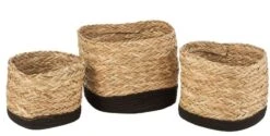 Set De 3 Paniers Carrés Herbe/coton