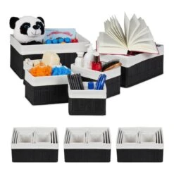 Lot De 24 Paniers De Rangement Noir