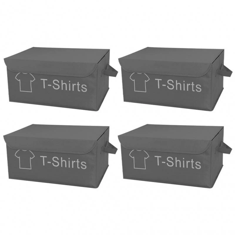 4 Boîtes Rangement Gris Avec Couvercle 3 4 Boîtes Rangement Gris Avec Couvercle